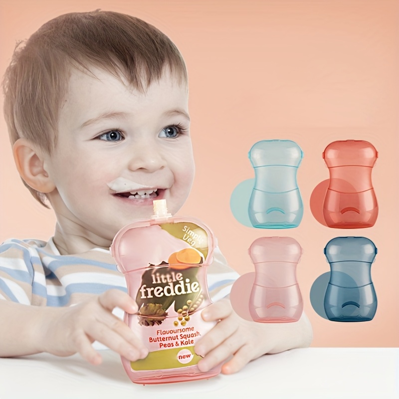 Baby Food Pouches - アンチスクイーズベビーフードパウチホルダー フルーツピューレカップ 携帯用幼児用給餌容器 こぼれ防止 BPAフリー 多色展開