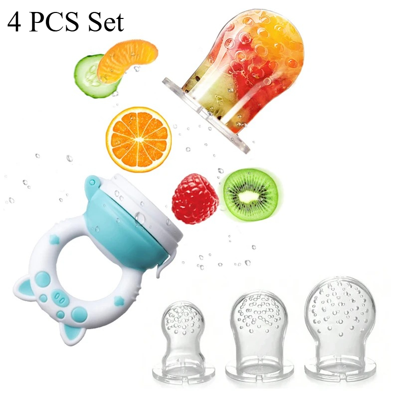 Baby Food Dispensing Spoon - 4個セット シリコン製果物・野菜フィーダー 乳幼児用（6～36ヶ月） 食品グレード歯固め＆授乳用おしゃぶり
