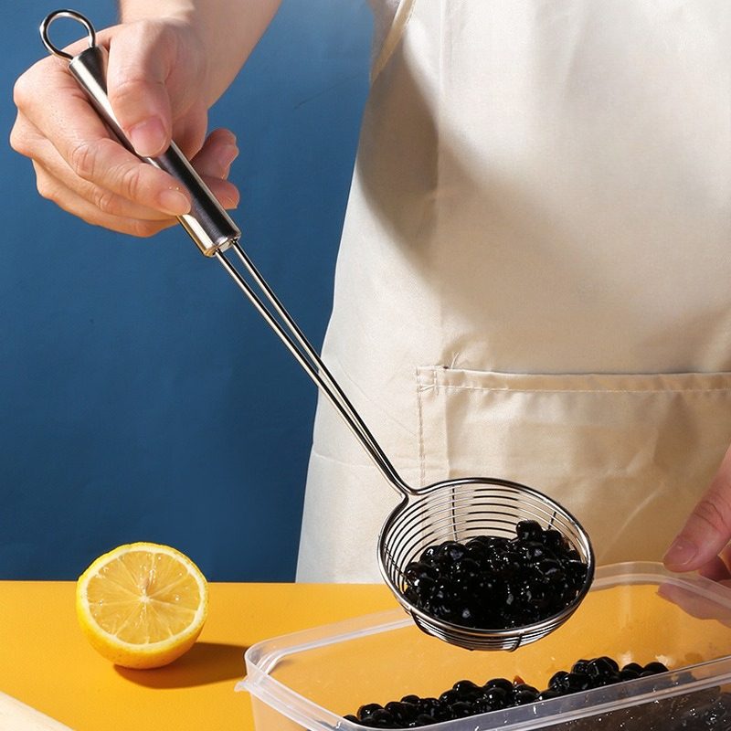 Baby Food Strainer - 304ステンレス鋼パールストレーナー業務用滑り止め耐熱小型ストレーナースコップベビーフードミルクティーショップフィルターストレーナー