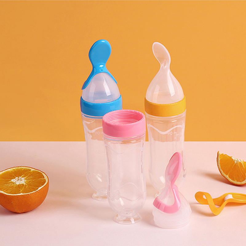 Baby Food Dispensing Spoon - 絞る哺乳瓶シリコーン新生児トレーニング米シリアル食品スプーンサプリメントフィーダー安全な便利な食器子供のための