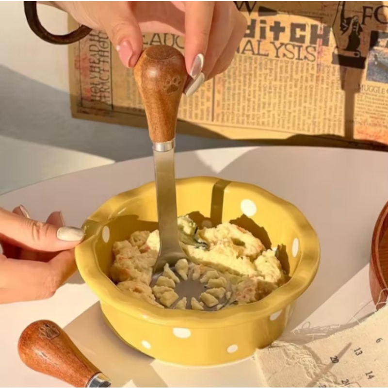 Veggie Baby Food - 縦型ステンレス製ポテトマッシャー、手動フードプレスライサー、マッシュポテト、ベビーフード、野菜ピューレ用キッチンガジェット