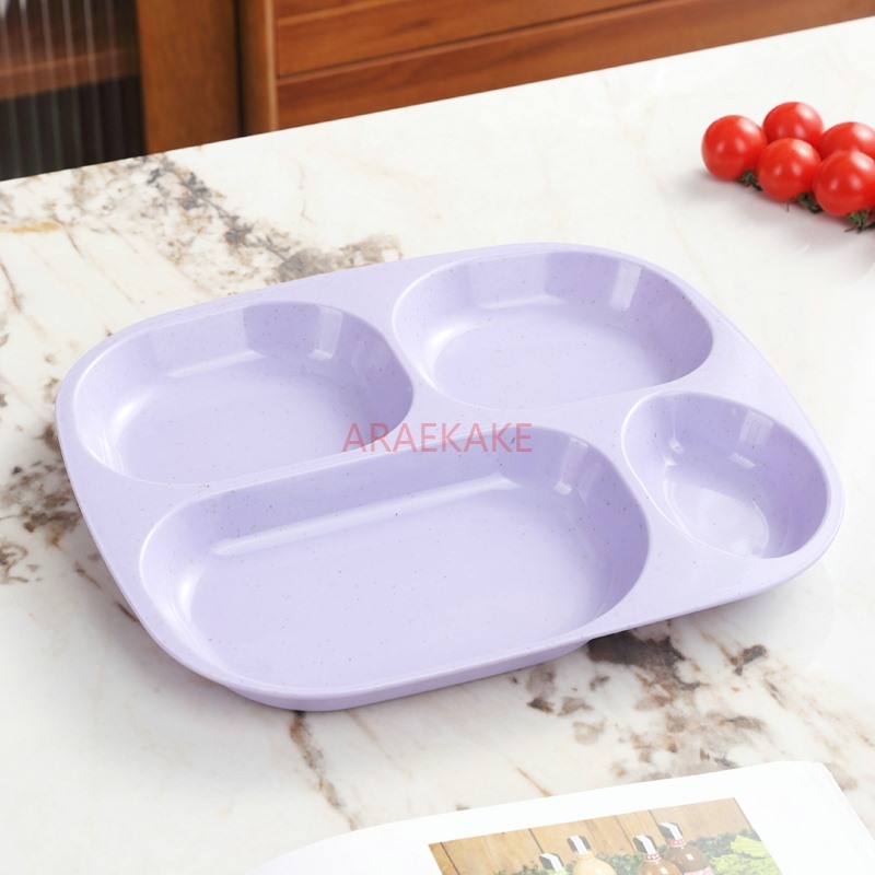 Baby Food Usa - 小麦わらベビー家庭用食器、子供用仕切りプレート、ベビー補完食4グリッドプレート、落下防止ファーストフード