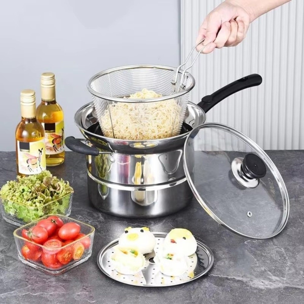 Baby Food Strainer - 4個入り ステンレス製 フライヤーポット メッシュストレーナー フィルターバスケット 揚げ物鍋