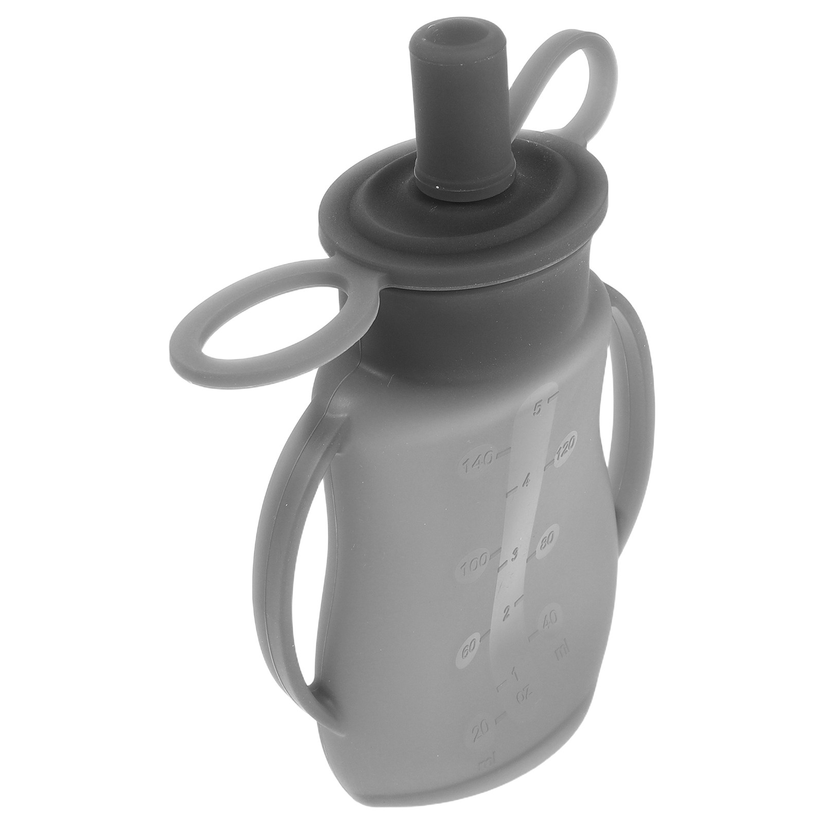 Baby Food Pouches - シリコン製ベビーフードポーチ 再利用可能 グレー 自家製ピューレ ヨーグルト保存用 幼児用スナックポーチ