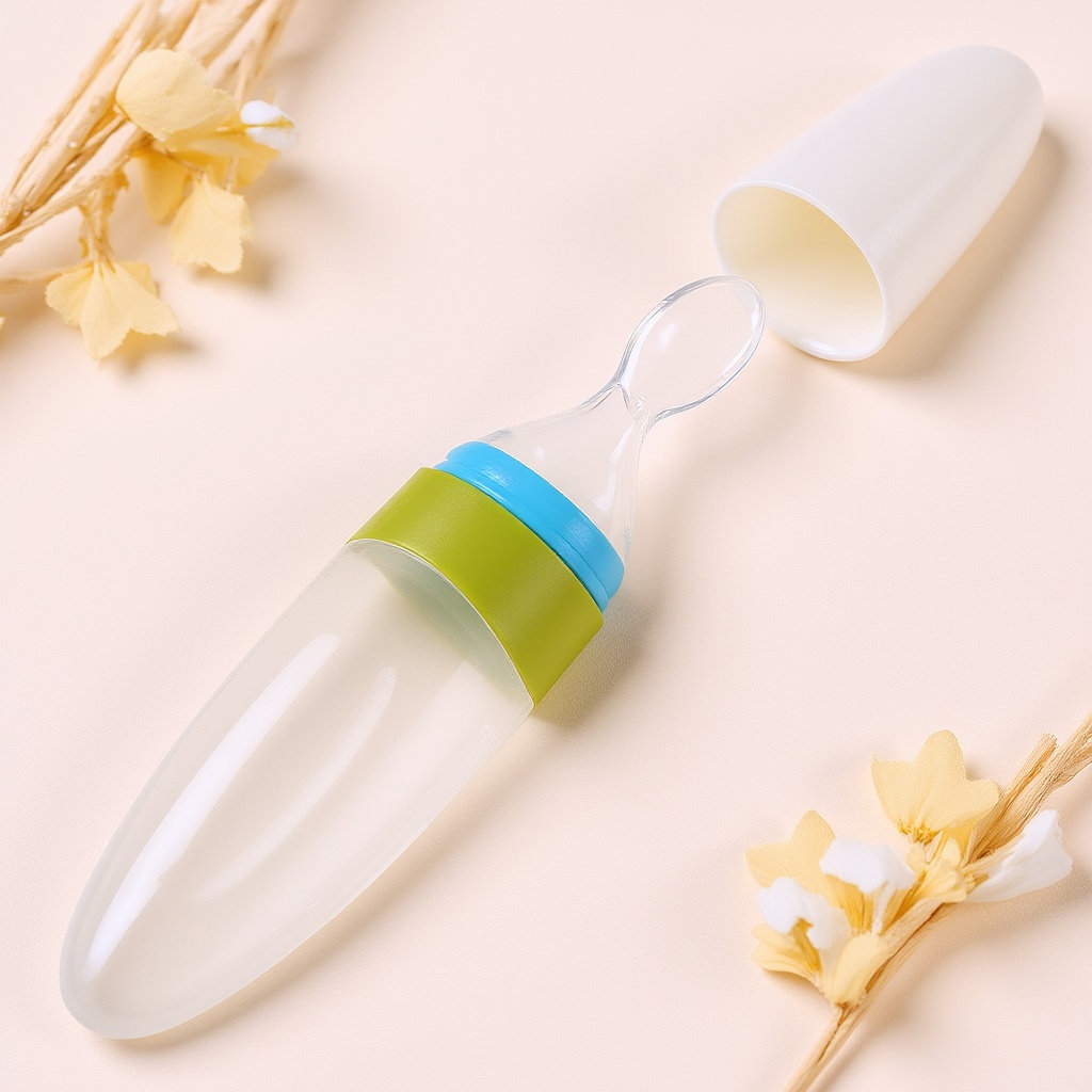 Baby Food Dispensing Spoon - シリコン製ベビーフードディスペンシングスプーン、柔らかい先端の幼児用フィーディングスクイーズスプーン、オートミールシリアル離乳食用の簡単な食器