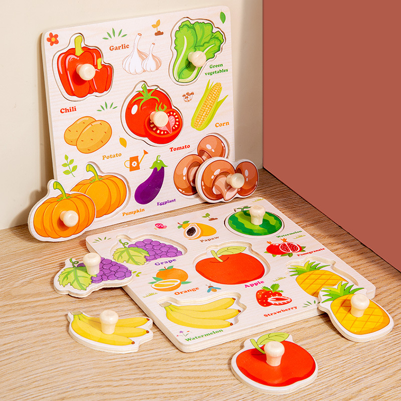 モンテッソーリ木製パズルのおもちゃ子供のためのハンドジグソー - Baby Food Eat のレビューと価格