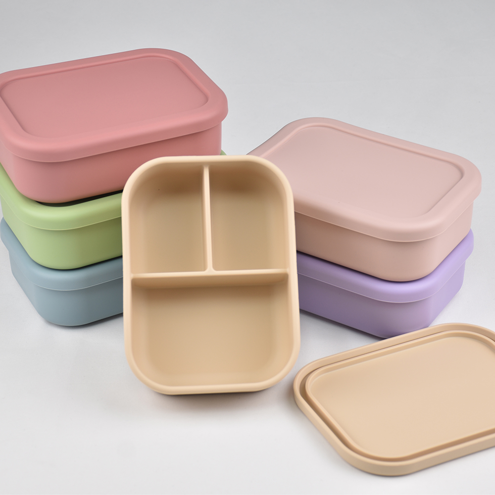 3つのコンパートメントに分かれた食品グレードシリコン製弁当箱 - Baby Food Lunch のレビューと価格