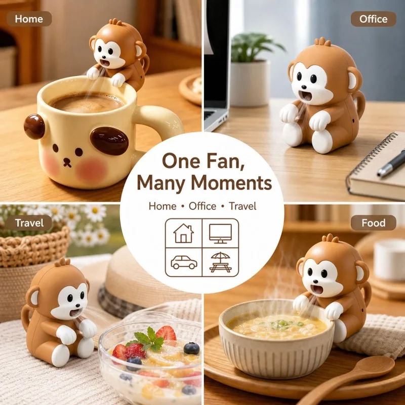 持ち運び可能な猿型フードクーラーファン、USB充電式、3段階 - Baby Food For 1 Year Old のレビューと価格