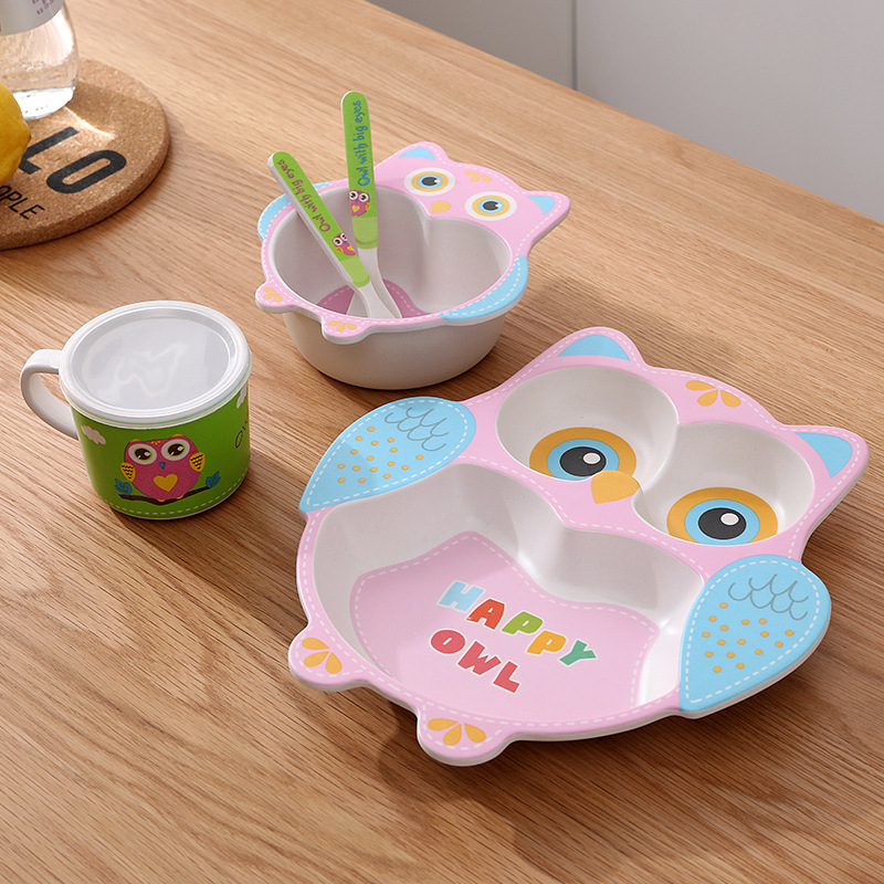 天然竹繊維食器漫画の形 5 ピース/セットベビー食器子供用コ - Baby Food With Fiber のレビューと価格