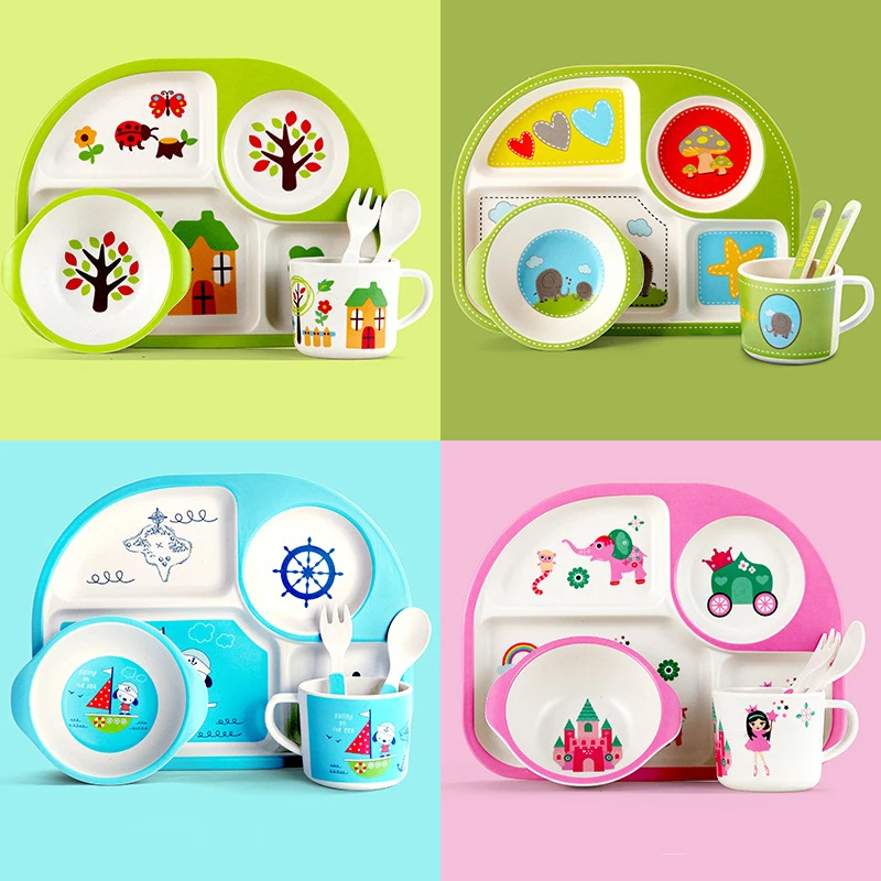 子供の皿パーティション竹繊維食品プレート赤ちゃん落下防止ベビ - Baby Food With Fiber のレビューと価格