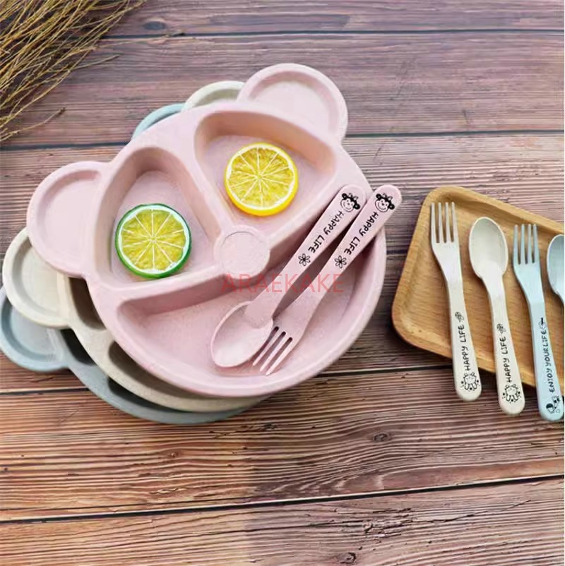 子供用ダイニングプレートセットダイニング用品食品グレード小麦 - Baby Food Usa のレビューと価格