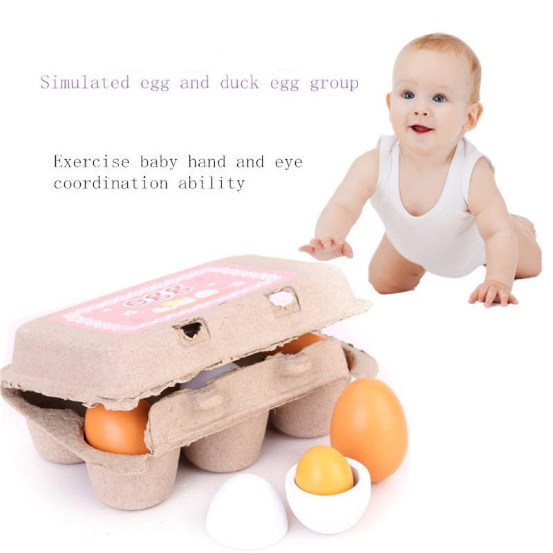 6 個キッチン木製人工卵セット DIY おもちゃ赤ちゃん早期 - Baby Food Egg のレビューと価格