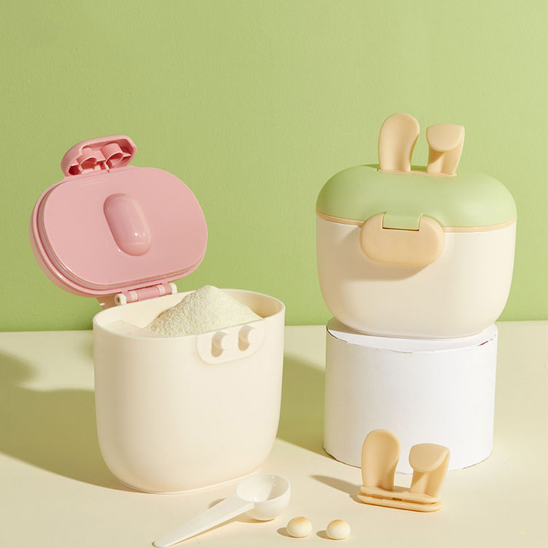 新しいシリコン製うさぎ耳型ミルクディスペンサー、粉ミルク容器 - Baby Food Dispensing Spoon のレビューと価格