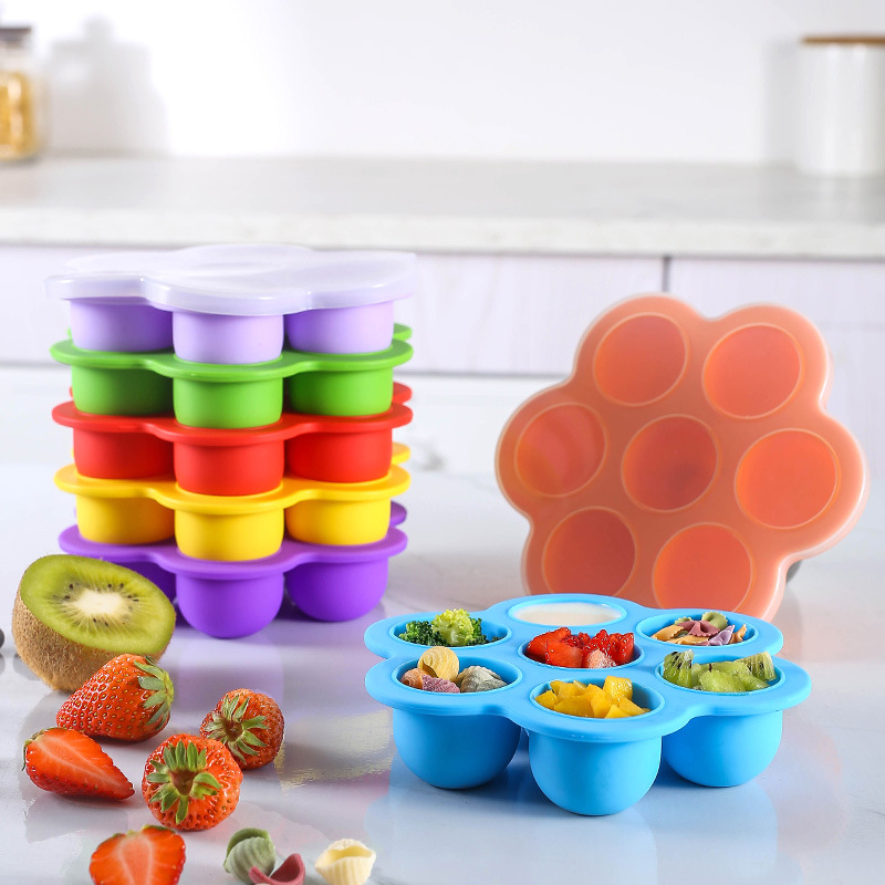 7穴再利用可能シリコン製ベビーフード冷凍トレイ、卵型保存容器 - Baby Food Egg のレビューと価格