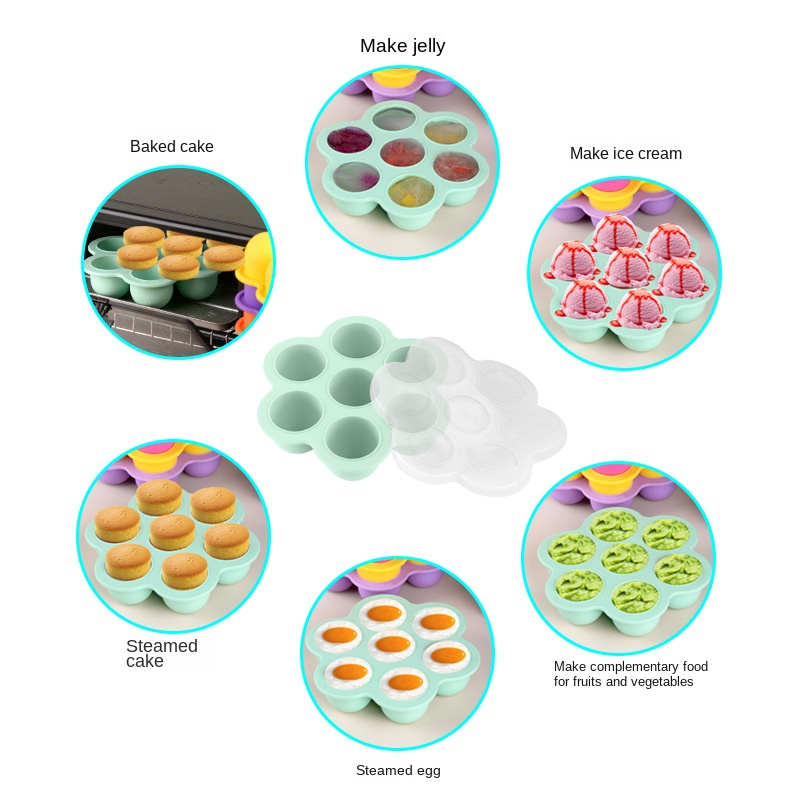 7穴再利用可能シリコン製ベビーフード冷凍トレイ、卵型保存容器 - Baby Food Egg のレビューと価格