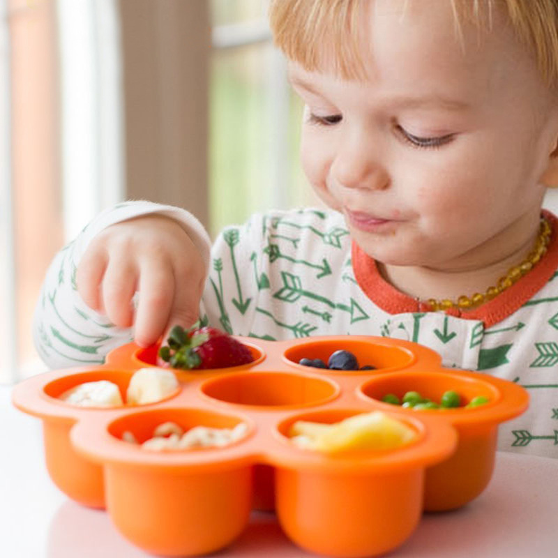 7穴再利用可能シリコン製ベビーフード冷凍トレイ、卵型保存容器 - Baby Food Egg のレビューと価格