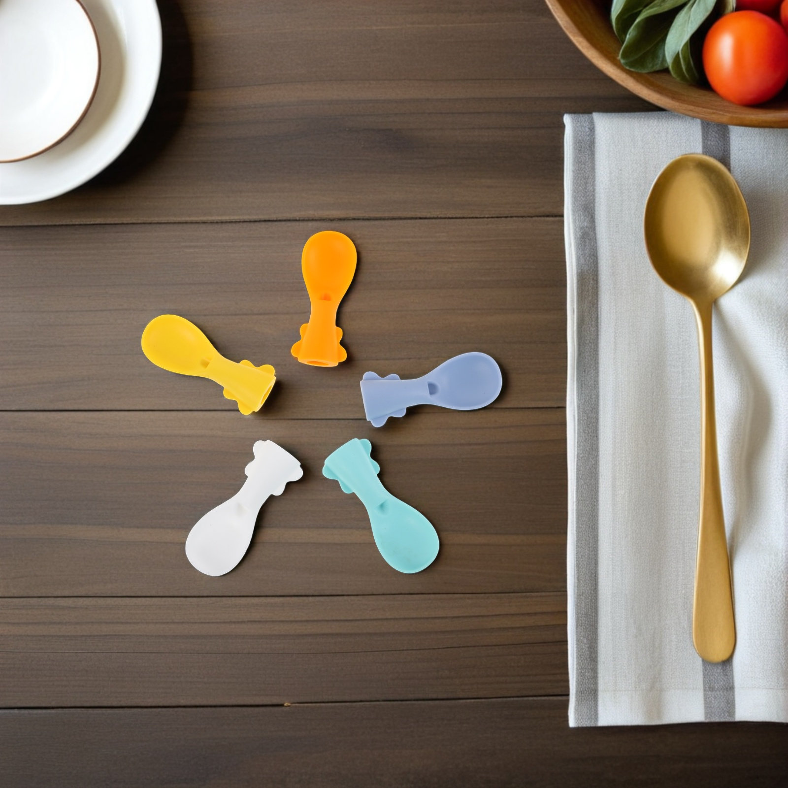 5個入りシリコン製ベビー用フィーディングスプーンアタッチメン - Baby Food Pouches のレビューと価格