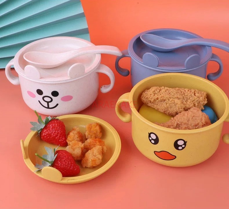 子供用ギフト麦わら漫画風子供用ボウル（蓋付き）ベビー補助食ボ - Baby Food Usa のレビューと価格