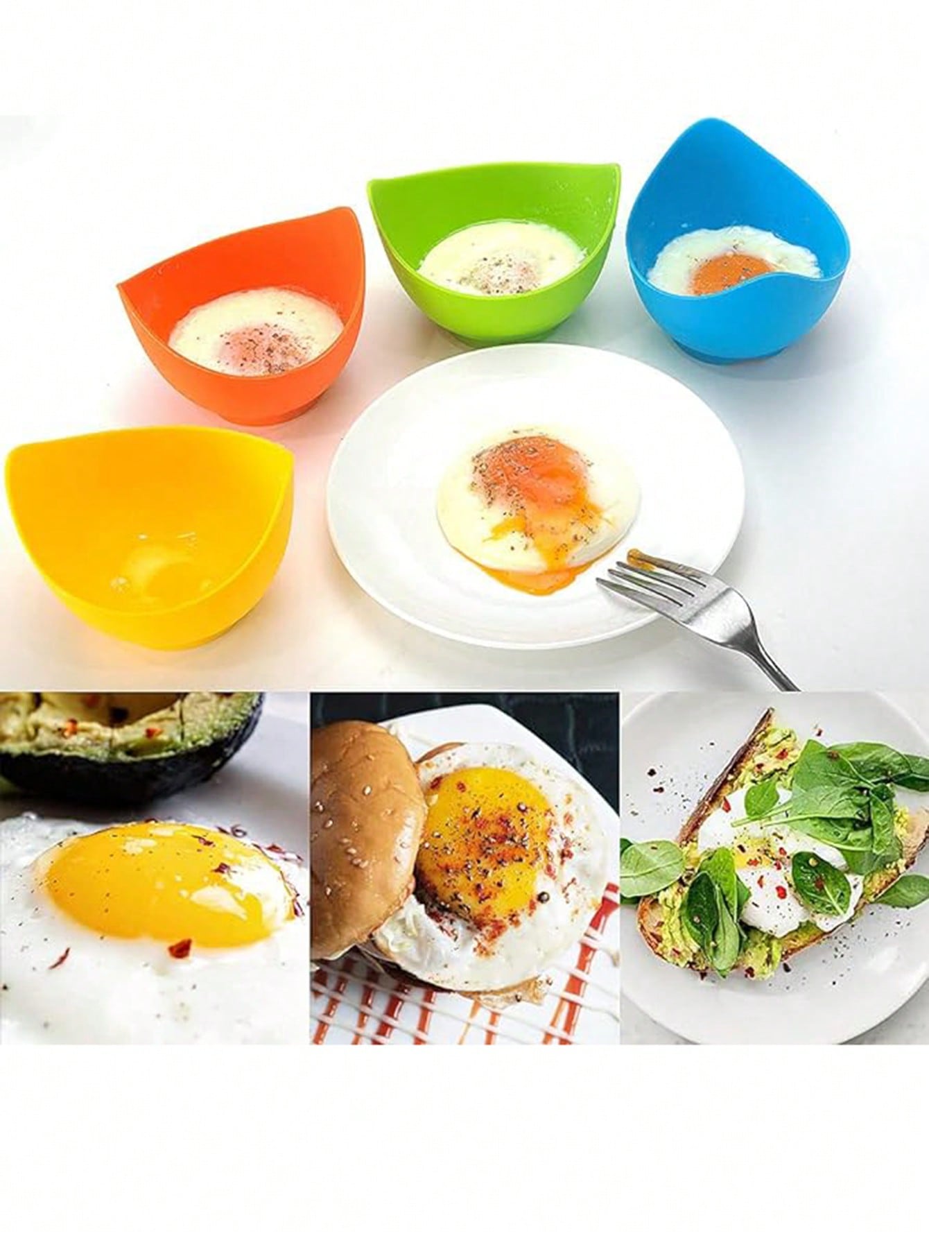 ランダムカラーの卵ボイラー型カップ4個、シリコン製ポーチドエ - Baby Food Egg のレビューと価格